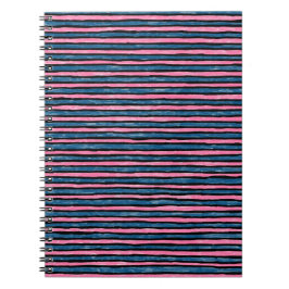 Spiralplatte, gestrichene Streifen, blau und rosa Notizblock