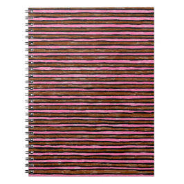Spiralplatte, gestrichene Streifen, rosa und braun Notizblock