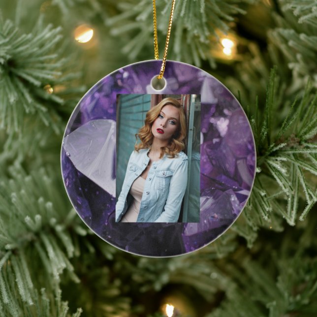 Spiralquarz Heilung ganzheitlich lila Amethyste Keramik Ornament (Baum)