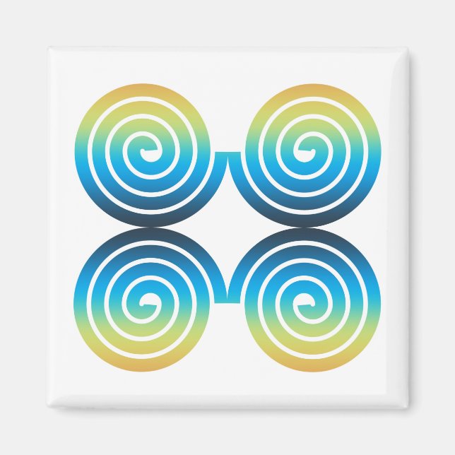SPIRALS BLAUE GRÜNES PATTER MAGNET (Vorne)