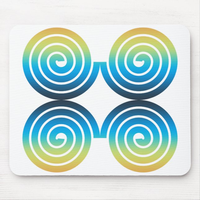 SPIRALS BLAUE GRÜNES PATTER MOUSEPAD (Vorne)