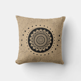 Spirals Dots and Blume Black Henna Mandala Kissen