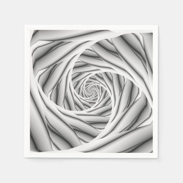 Spiralschritte in Schwarz und Weiß Serviette (Vorderseite)