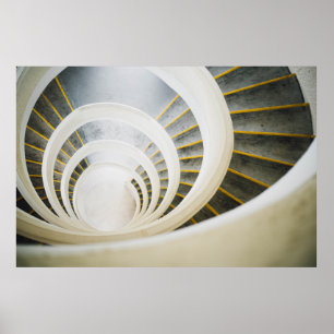 Spiralschwarz-weiße Treppe Poster