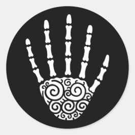 Spiralskeletthand Runder Aufkleber