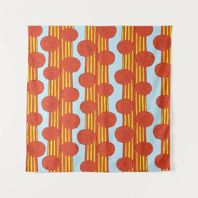 Spiralstein: Handgezogen Vintag Wandteppich (Vorderseite)