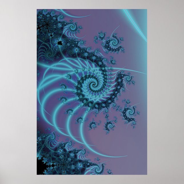 Spiraltreppe | Fraktal in Blau und Rosa Art Poster (Vorne)