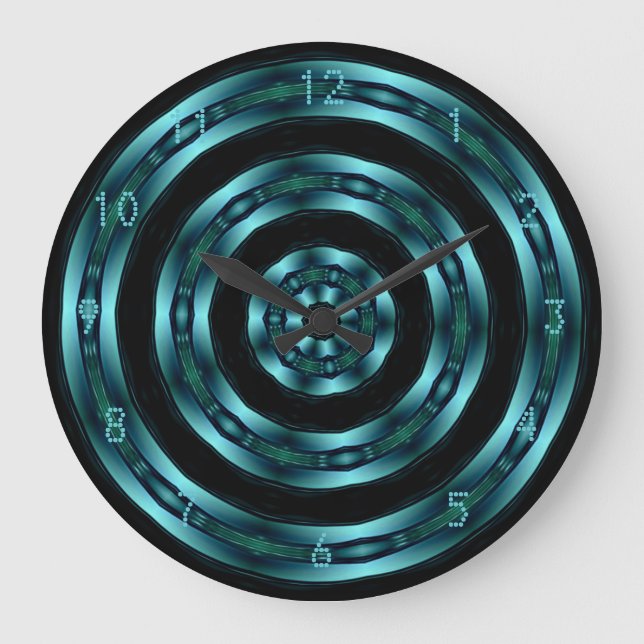 Spiraluosenuhr mit aquamarinem Chrome Große Wanduhr (Vorderseite)