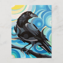 Spiralwirbeln Rabe Postcard Spirit Power Tier