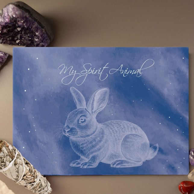 Spirit Animal Bunny Blue Glass Board Schneidebrett (Spirit Animal Bunny Tempered Glass Cutting Board)