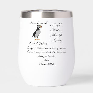 Spirit Animal Horned Puffin Stehender Cartoon Maso