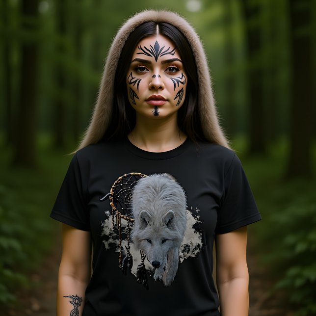 Spirit Animal White Wolf mit Träumer T-Shirt (Von Creator hochgeladen)