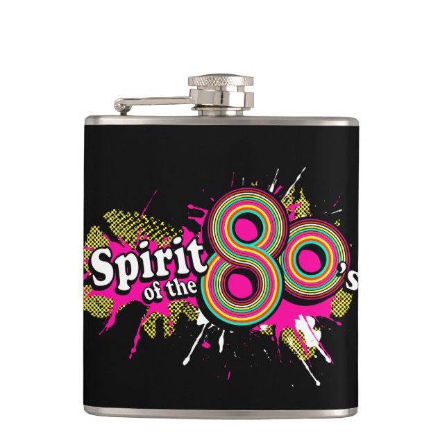 Spirit des 80er-Logos platsche angesagte Flasche Flachmann (Vorderseite)