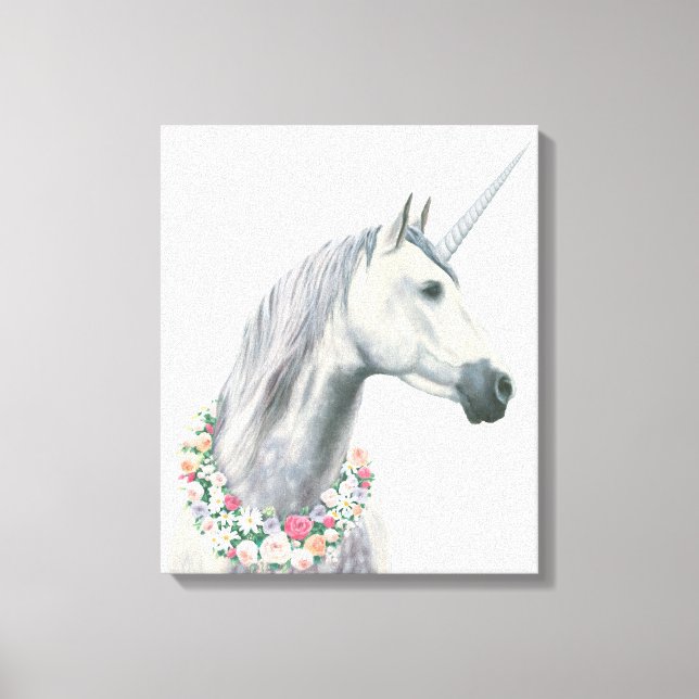Spirit Einhorn mit Blume um Neck Leinwanddruck (Vorderseite)