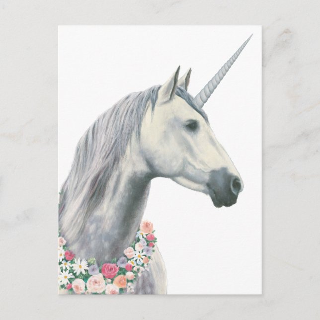 Spirit Einhorn mit Blume um Neck Postkarte (Vorderseite)