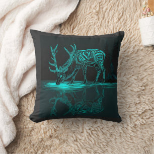 Spirit-Elch-Reflexion Neon-Wald-Totem-T-Shirt Kissen
