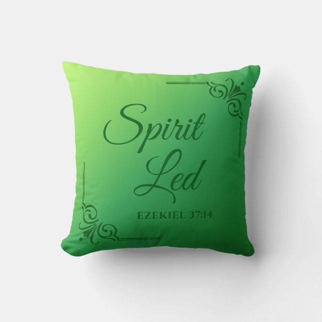 Spirit Led Ezekiel 37:14 Green Kissen (Vorderseite)