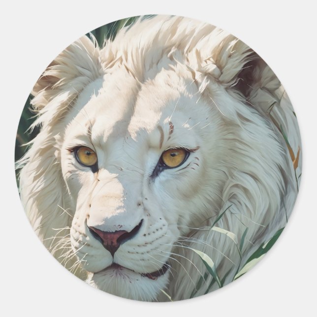 Spirit Lion - Seltene weiße Löwe Runder Aufkleber (Vorderseite)