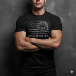 Spirit of 76 American Flag Biker Skull T-Shirt