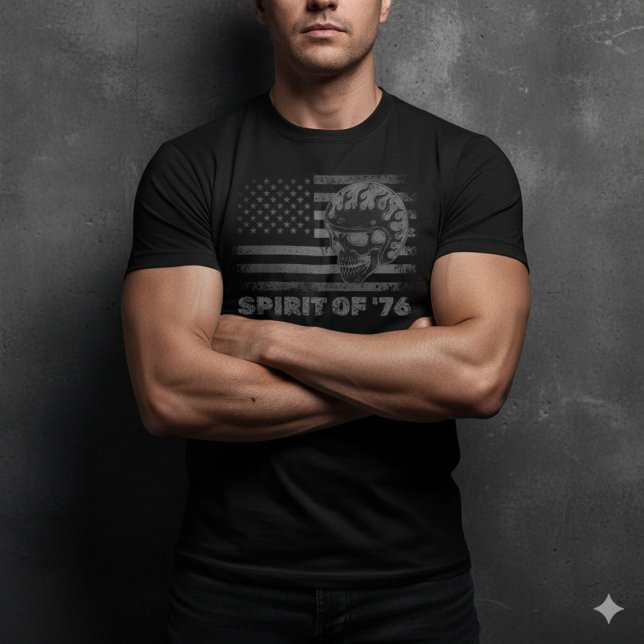 Spirit of 76 American Flag Biker Skull T-Shirt (Von Creator hochgeladen)