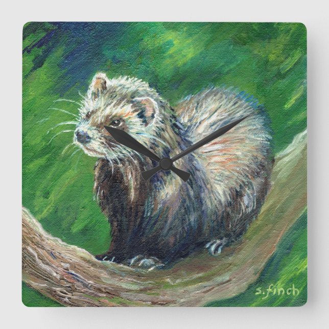 Spirit of Polecat Quadratische Wanduhr (Vorderseite)