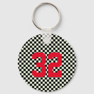 Spirit of Sports Fan Player NUMMER Checkerboard Te Schlüsselanhänger