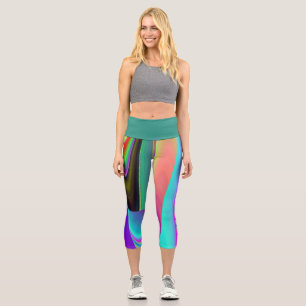 Spirit of Summer Breeze , Abstrakt 3D Rainbowart Capri Leggings