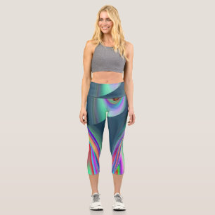 Spirit of Summer Breeze , Abstrakt 3D Rainbowart Capri Leggings