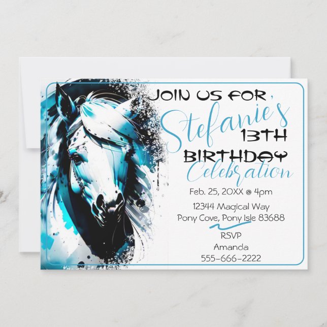 Spirit Pony 14 Einladung zum Geburtstag (Vorderseite)