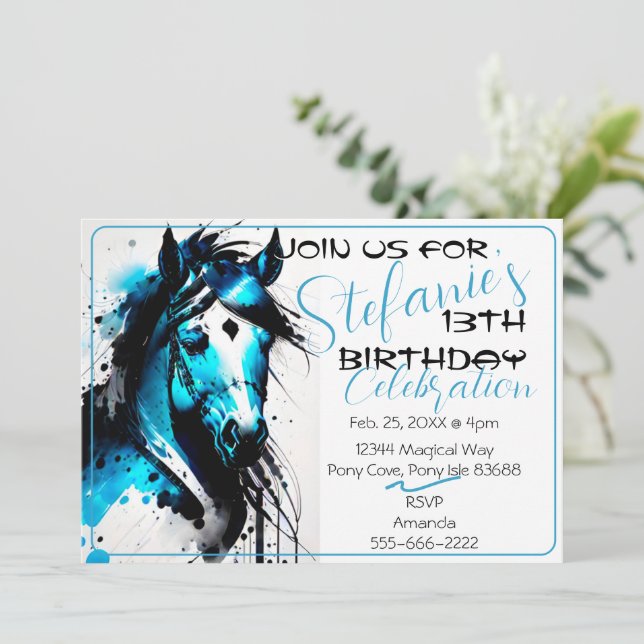 Spirit Pony 16 Einladung zum Geburtstag (Stehend Vorderseite)