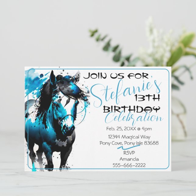 Spirit Pony 17 Einladung zum Geburtstag (Stehend Vorderseite)