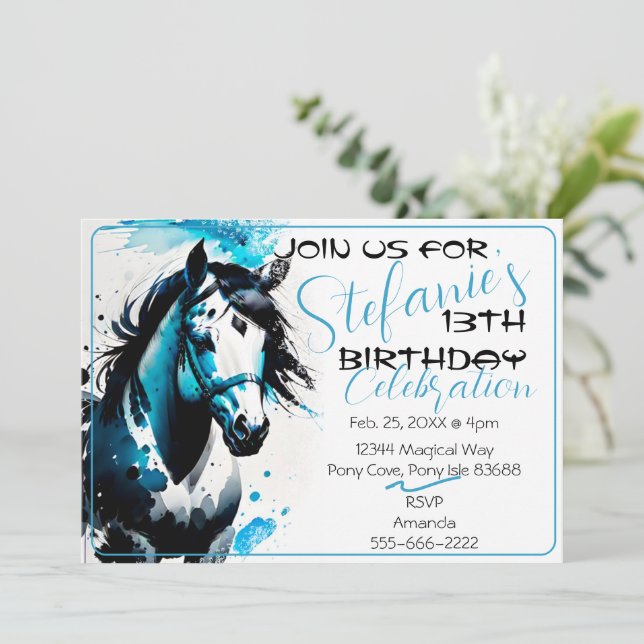 Spirit Pony 18 Einladung zum Geburtstag (Stehend Vorderseite)