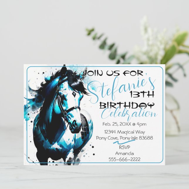 Spirit Pony 19 Einladung zum Geburtstag (Stehend Vorderseite)