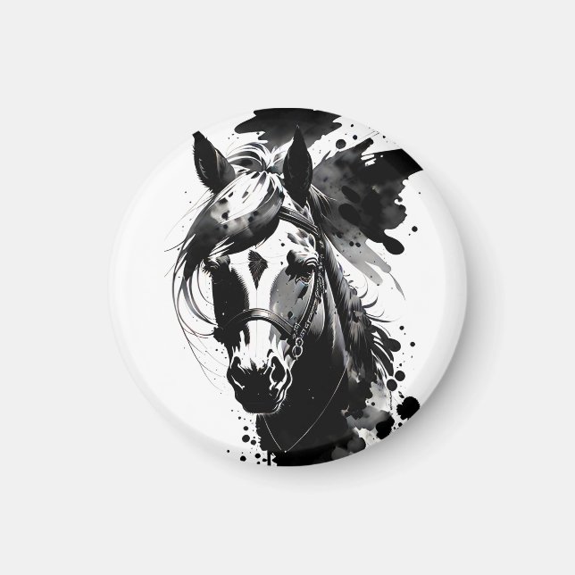Spirit Pony 3 Black & White Magnet (Vorne)