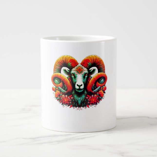 Spirit Ram - Blumenhorn & Earth Wisdom Jumbo-Tasse (Vorderseite)