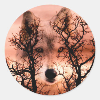 Spirit wolf runder aufkleber