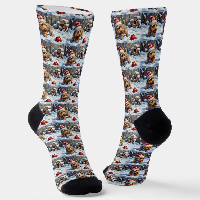 Spirited Cairn Terrier Dog Digging for Christmas T Socken (Gewinkelt)