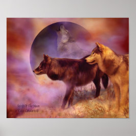 Spirits Of The Moon Wolf Art Poster/Print Poster
