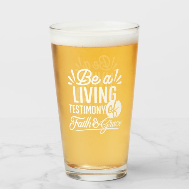 Spiritual Living Testimony Faith and Grace Quote Glas (Vorne (Gefüllt))