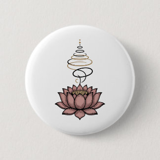 Spiritual Lotus Flower Unalome Zen Meditation Yoga Button