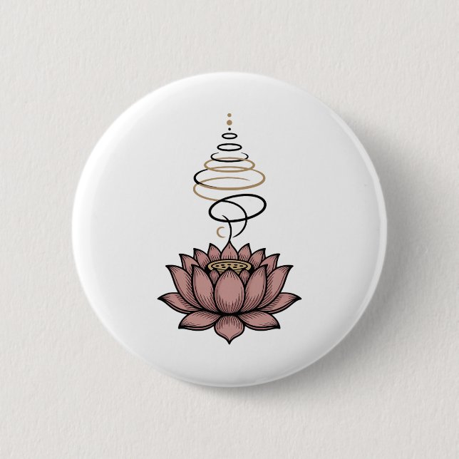 Spiritual Lotus Flower Unalome Zen Meditation Yoga Button (Vorderseite)