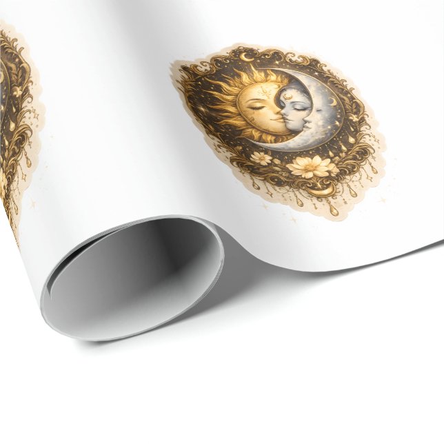 Spiritual Sun and Moon Celestial Sacred Light Geschenkpapier (Rolleneckpunkt)