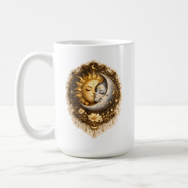 Spiritual Sun and Moon Celestial Sacred Light Kaffeetasse (Links)