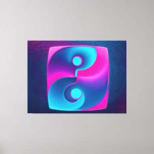 Spiritualität: Neon Yin Yang Pink & Blue Leinwanddruck