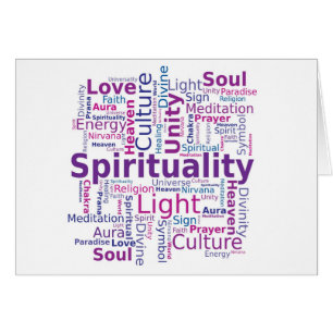 Spiritualität Word Cloud in rosa Lila Farben