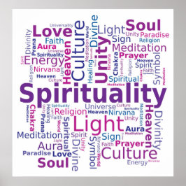 Spiritualität Word Cloud Pink Lila Farben Poster