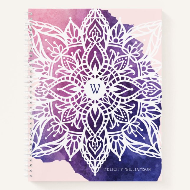 Spirituell Bio & geometrisch Mandala Wasserfarbe Notizbuch (Vorderseite)