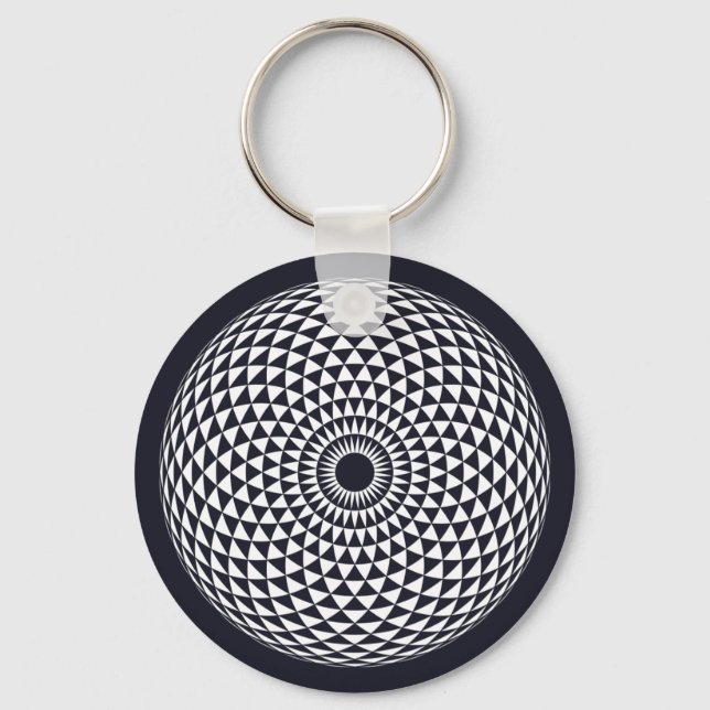 Spirituell Schwarz-weiß Mandala Geometric Graphic Schlüsselanhänger (Vorderseite)