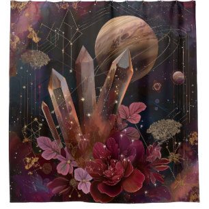 Spirituelle Amethyst-Energie Himmelsmuster Duschvorhang
