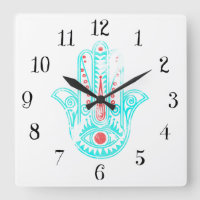 Spirituelle aquamarine Wasserfarbe Hamsa Hand Fati